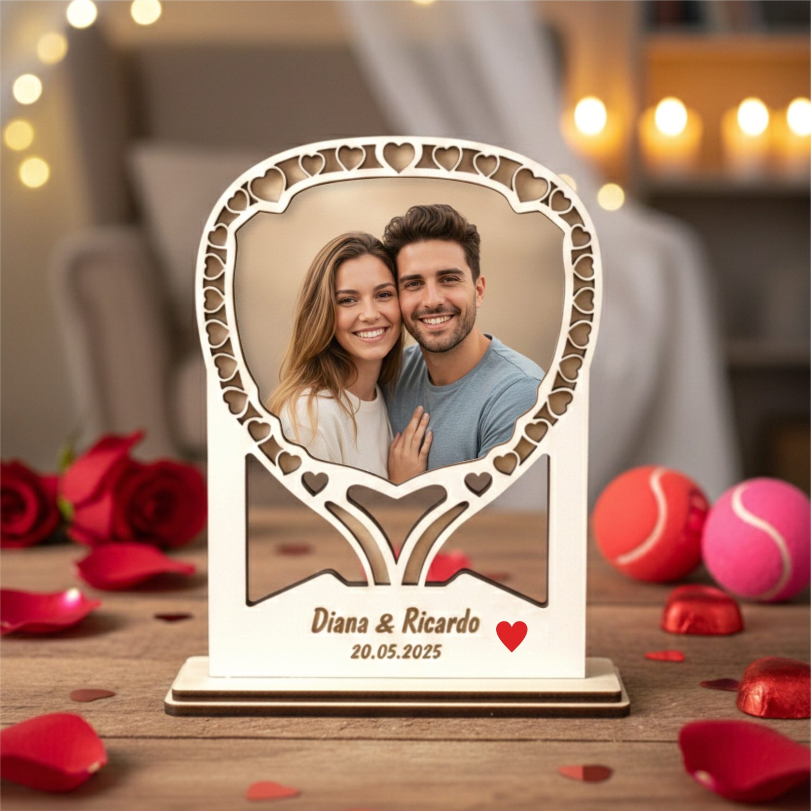 MOLDURA DIA DOS NAMORADOS RAQUETE PADEL FOTO